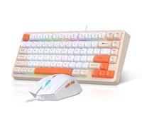 Snpurdiri Wired Keyboard and Mouse Combo,81 Keys Compact Mechanical Keyboard,Retro Round Keycaps Orange Backlit Gaming Keyboard for Laptop,Easy to Carry on Business Trip(Yellow Orange White)