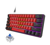 Snpurdiri Wired Mechanical Gaming Keyboard, 60% Size, LED Backlight, 61 Keys, Small Wired Office Keyboard for Windows Laptop/PC, Mac (Black-Red, Blue Switches)