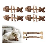 Snrtevu 2026 New Creative Fish Bone Cat Dental Chew Toy, Catnip and Silvervine Chew, Natural Wooden Teeth Cleaning Stick, Catnip & Silvervine Cat Chew Toy for Cats & Kittens Teeth Cleaning (A,4PCS)