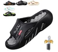 Snrtevu 2026 New Non-Slip Thick Sole Cloud Slides For Men, Orthopedic Slippers For Men, Non-Slip Massage Slippers, Comfort, Safety And Breathability, Easy Slip-On Design (Black & Gray,5.5)