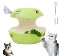 Snrtevu 2026 Upgrade Apple-Shaped Cat Puzzle Toy, Smart Sensor 2-Level 10 Holes, Rechargeable Treat Dispenser & Feather Teaser for Kittens Adult Indoor Cats (1PC-A)