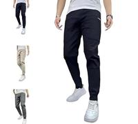 Snrtevu Cargo Pants, Comfortable Cargo Pants with Great Storage Capacity, Men's High-Stretch Overalls for Work & Outdoor, Loose & Casual, Exceptional Comfort (Black,33)
