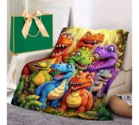 Snrtevu Cute Smiling Dinosaur Blanket, Soft Funny Throw Blanket, HD Digital Print Flannel, Dinosaur Bedroom Decor for Kids Home Bedroom & Couch Bed Decor (80 * 60in)