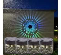 Snrtevu Decorative Solar Mandala Lights, Mandala Solar Lights, Solar for Outdoor use, Solar Powered and Fully Automatic, Waterproof, Fits effortlessly into Any Outdoor Area (Farbiges Licht 1,4PCS)