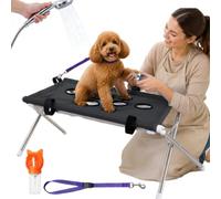 Snrtevu Dog Bath Hammock with Dual Support Straps, Quick-Dry Mesh & Leash (BLACK,Standard)