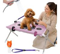 Snrtevu Dog Bath Hammock with Dual Support Straps, Quick-Dry Mesh & Leash (PINK,Standard)