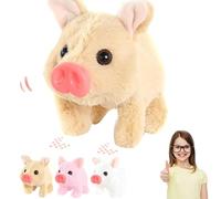 Snrtevu Electric Pig Plush Realistic Toy, Realistic Electric Pig Plush That Walks, Snorts & Wags Its Tail, Pigs Oink Twitch Nose Wag Tail Animated, Cute Funny Piglet Soft Toy for Girls Boys (Brown)