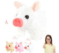 Snrtevu Electric Pig Plush Realistic Toy, Realistic Electric Pig Plush That Walks, Snorts & Wags Its Tail, Pigs Oink Twitch Nose Wag Tail Animated, Cute Funny Piglet Soft Toy for Girls Boys (White)