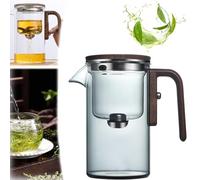 Snrtevu Glass Teapot with Wooden Handle, Water Separation, Drip-Free Spout, 720ml, Transparent