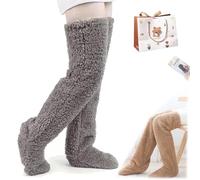 Snrtevu Goose Down Knee Socks For Christmas, Goose Down Long Tube Knee Socks, Long Fluffy Socks Womens, Fluffie, Soft And Cute Longsocks, For The Winter (B)