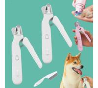 Snrtevu Nail Trimmer, 2 In1 Design Precision Trimming And Grinding, Cat Nail Clippers With Safety Guard And Led Lights, For Small Medium Large Dogs Cats (2C)