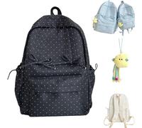 Snrtevu Polka Dot Backpack, Cute School Bag, Lightweight with Bow Decoration (Large,Black)