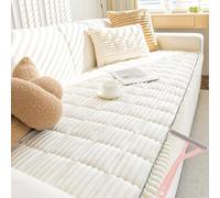 Snrtevu Quilted Cozy Sofa Cover, Sofa Protectors from Pets, Sofapad Protector, Fits 2 3 4 Seater, Soft Corduroy, Non-slip Backing, Furniture Protector for Living Room (WHITE,90×240 cm)
