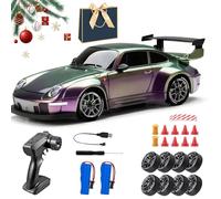 Snrtevu Reality 1:24 RC Drift Car Set, Mini RC Drift Car with LED Lights, 2.4GHz, 20km/h High Speed 4WD, 2 Speed Modes, Racing and Drifting Tires ＆Two Batteries (purple)