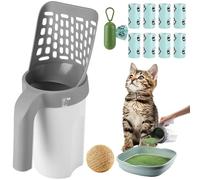 Snrtevu Self-Cleaning Cat Litter Scoop, Cat Litter Shovel with Holder, Large Capacity Cats Scooper Portable Shovel with Waste Can and Waste Bags for Traveling Bedrooms and Living Rooms