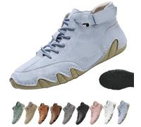 Snrtevu Shoes, Ergonomic Shoes, Non-Slip & Waterproof Leather Barefoot Shoe for Natural Pain Relief, Embrace All-Day Comfort and Natural Support (Light Blue,7.5)