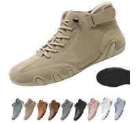 Snrtevu Shoes, Ergonomic Shoes, Non-Slip & Waterproof Leather Barefoot Shoe for Natural Pain Relief, Embrace All-Day Comfort and Natural Support (Khaki,9)