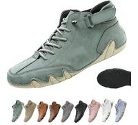 Snrtevu Shoes, Ergonomic Shoes, Non-Slip & Waterproof Leather Barefoot Shoe for Natural Pain Relief, Embrace All-Day Comfort and Natural Support (Green,9.5)