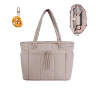 Snrtevu The Ultimate Puffer Tote Bag, Puffer Tote Bag, Large Quilted Handbag with Compartments and Zip for Work School Office and Travel (Camel)