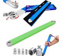Snrtevu Titanreach Offset Extension Wrench, Extension Wrench Extender Tool with 1/2", 1/4", and 3/8" Square Drive Adapters - Reaches Every Hidden Bolt, Keep Your Hands Safe (Green)