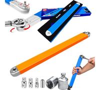 Snrtevu Titanreach Offset Extension Wrench, Extension Wrench Extender Tool with 1/2", 1/4", and 3/8" Square Drive Adapters - Reaches Every Hidden Bolt, Keep Your Hands Safe (Orange)