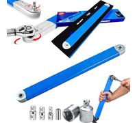Snrtevu Titanreach Offset Extension Wrench, Extension Wrench Extender Tool with 1/2", 1/4", and 3/8" Square Drive Adapters - Reaches Every Hidden Bolt, Keep Your Hands Safe (Blue)