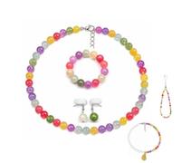 Snrtevu UV-Reactive Beaded Jewellery Collection, Stackable Colour-Changing Necklace, Sunlight Activated Rainbow Hues, Lightweight Resin Jewellery for Beach, Festivals, Swimming & Everyday (SET-2,1PC)