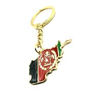SNS Components Afghanistan Afghan Middle East Gold Country Flag Key Ring Metal Enamel Keyring