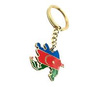SNS Components Azerbaijan Azerbaijani Central Asia Gold Country Flag Key Ring Metal Enamel Keyring