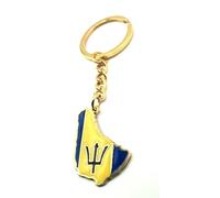 SNS Components Barbados Caribbean Gold Country Map Flag Key Ring Chain Metal Enamel Keyring