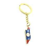 SNS Components Belize Central America Gold Key Ring Chain Country Flag Metal Enamel Keyring