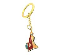 SNS Components Cameroon Central Africa Gold Key Ring Chain Country Flag Metal Enamel Keyring
