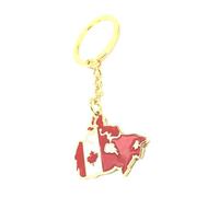 SNS Components Canada Canadian Map Outline Gold Country Flag Key Ring Chain Metal Enamel Keyring