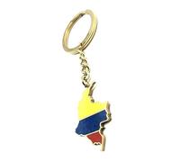 SNS Components Colombia Colombian South America American Latin Gold Country Flag Key Ring Metal Enamel Keyring
