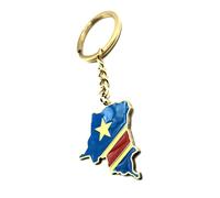 SNS Components Democratic Republic of the Congo Africa African Gold Country Flag Key Ring Metal Enamel Keyring