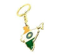 SNS Components India Indian Map Outline Gold Country Flag Key Ring Chain Metal Enamel Keyring