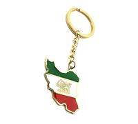 SNS Components Iran Iranian Imperial State of Iran Persia Persian Middle East Eastern Gold Country Flag Key Ring Chain Metal Enamel Keyring