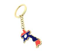 SNS Components Lao Laos South East Asia Asian Gold Key Ring Chain Country Flag Metal Enamel Keyring