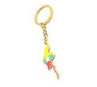 SNS Components Myanmar Burma South East Asia Asian Gold Key Ring Chain Country Flag Metal Enamel Keyring