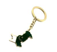 SNS Components Pakistan Pakistani Asia Asian Gold Country Flag Key Ring Chain Metal Enamel Keyring