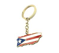 SNS Components Puerto Rico Rican Caribbean Gold Country Flag Key Ring Metal Enamel Keyring