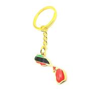 SNS Components Saint Kitts and Nevis Caribbean Map Outline Gold Country Flag Key Ring Chain Metal Enamel Keyring