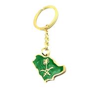 SNS Components Saudi Arabia Arabian Arab Middle East Gold Country Flag Map Key Ring Chain Metal Enamel Keyring