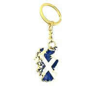 SNS Components Scotland Scottish Saltire Map Outline United Kingdom Gold Country Flag Key Ring Metal Enamel Keyring