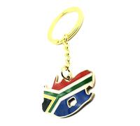 SNS Components South Africa African Gold Country Map Flag Key Ring Chain Metal Enamel Keyring
