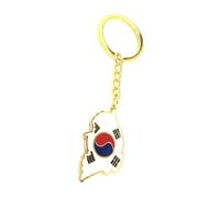 SNS Components South Korea Korean Map Outline Gold Country Flag Key Ring Chain Metal Enamel Keyring