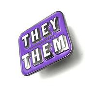 SNS Components They/Them Purple Violet Pronouns Metal Pin Badge