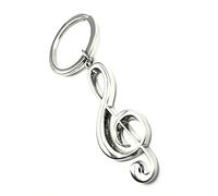 SNS Components Treble Clef Music Script Musician Heavy Metal Silver Keyring Keychain Novelty Gift