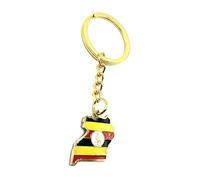 SNS Components Uganda Ugandan East Africa Gold Key Ring Chain Country Flag Metal Enamel Keyring