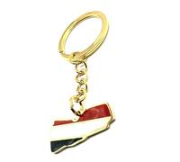 SNS Components Yemen Yemeni Middle East Arab Gold Country Map Flag Key Ring Chain Metal Enamel Keyring